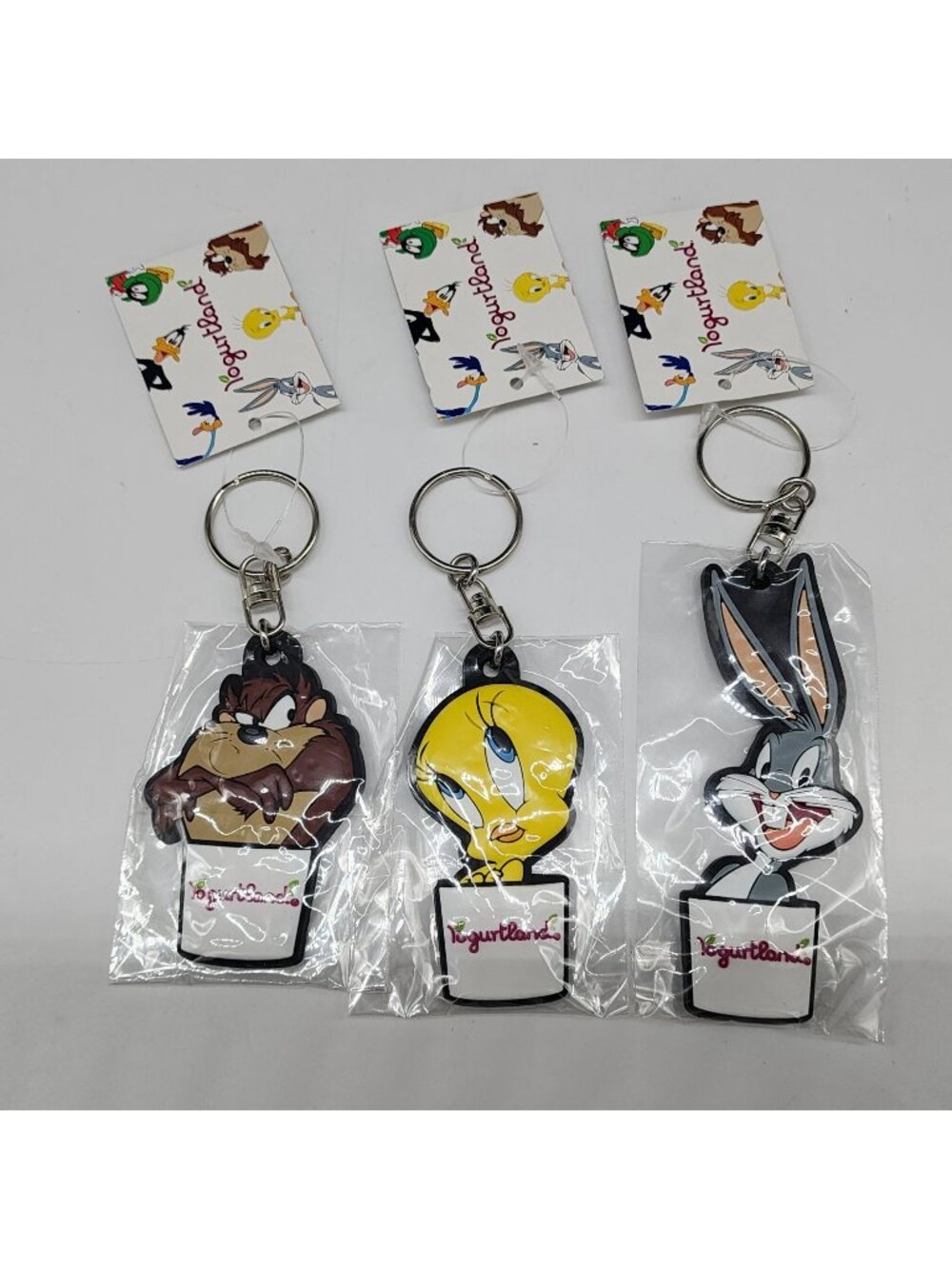 Yogurtland Looney Tunes Keychains Featuring Bugs Bunny Tweety & Tasmanian Devil